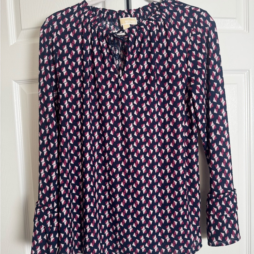Michael Kors Pink and Black Geometric Blouse